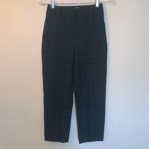 Aritzia Wilfred Blue Green Plaid Effortless Pants 0